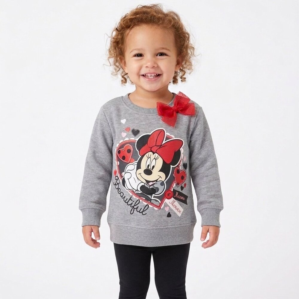 ISNEY BRAND Little Girl's Sweatshirt with Minnie Mouse with Red Side Bow - 3T